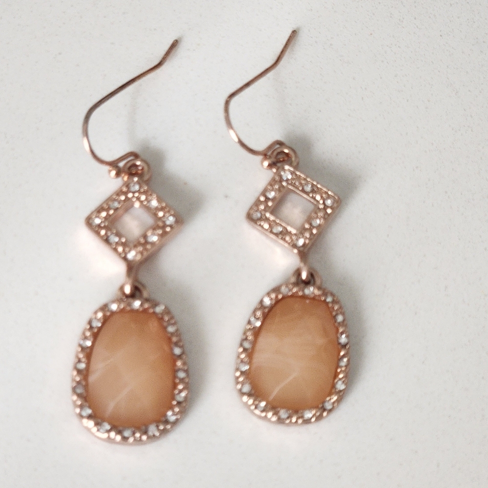 Pretty Rose Gold and Sparkly Earrings